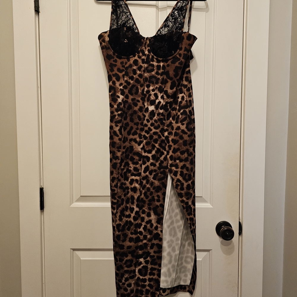 Zara Animal Print Slip with Black Lace